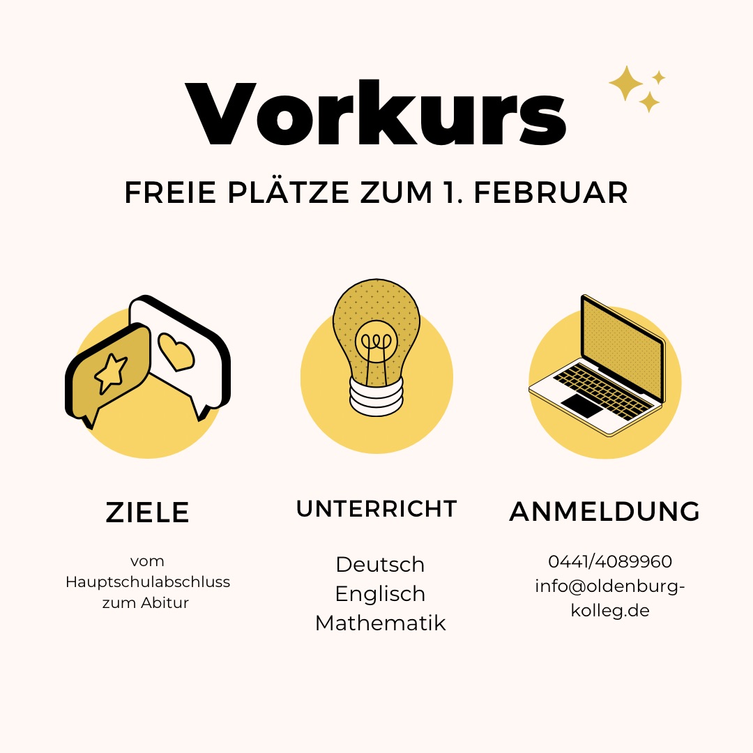 Read more about the article Freie Plätze im Vorkurs zum 1. Februar